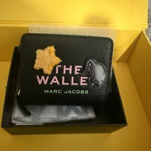 Marc Jacobs Black Wallet with Yellow and Gray Details